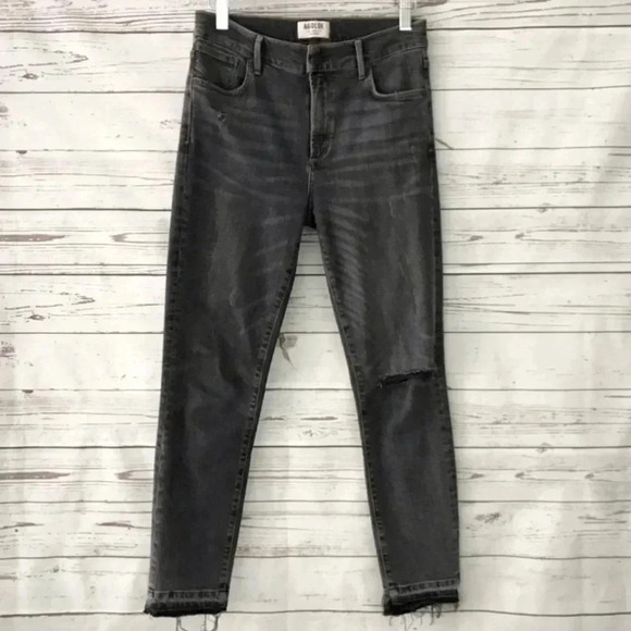 AGOLDE High Rise Distressed Jeans Black Raw Edge Denim Pants Agolde Gray 27 - Picture 1 of 12